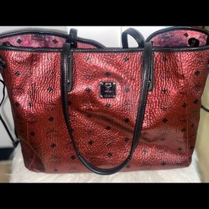 Limited Edition MCM Shopper Project Visetos Reversible Tote Bag,Metallic Scooter